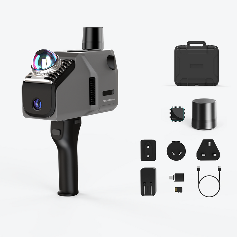 3DMakerPro Eagle LiDAR scanner kit contents with carrying case, RTK module and adapters