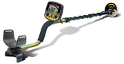 Fisher Labs Gold Bug Pro Metal Detector shown from a rear-angle view, highlighting the larger search coil and control box with display "82 83.5".