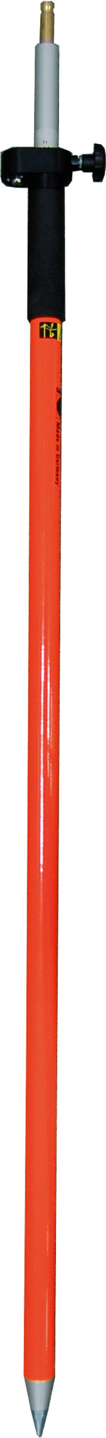 Nedo Lite Prism Pole 2.20 m, full orange pole with black clamp, silver top adapter, and pointed tip.