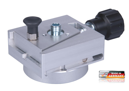 Nedo Industrial Line Scanner Adapter Faro Focus 3D, close-up side view showing silver metal construction black knob.