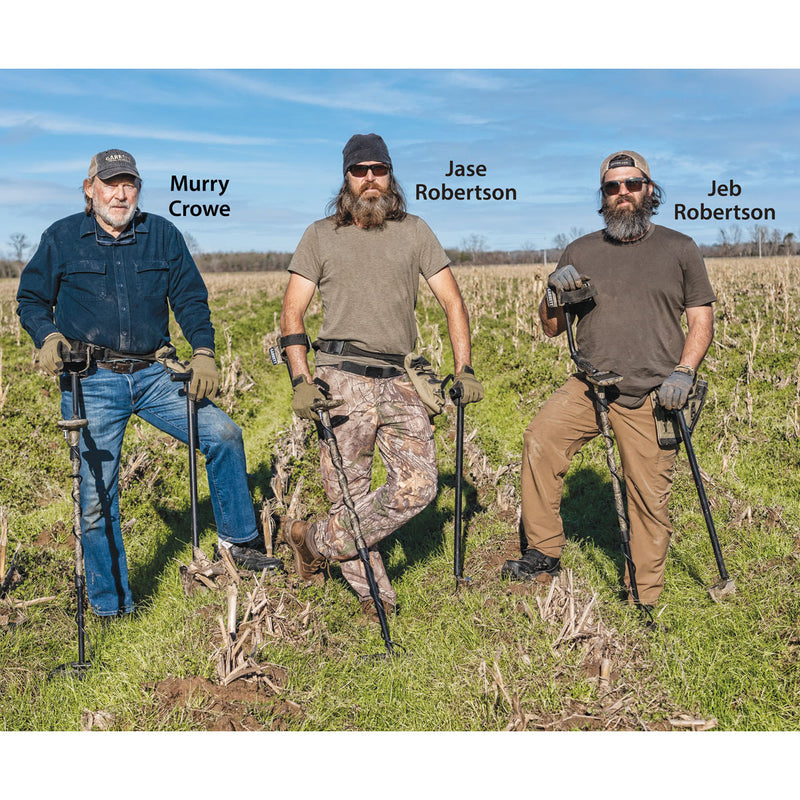 Murry Crowe, Jase Robertson and Jeb Robertson detecting with Garrett ACE Apex detectors