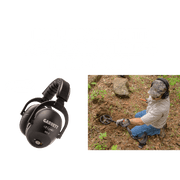 Garrett MS-3 headphones and a detectorist hunting relics with the AT Max