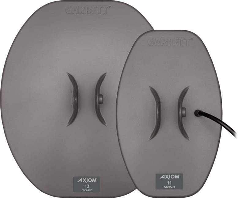Garrett Axiom 13 by 11 inch DD-FC coil and 11 by 7 inch mono coil
