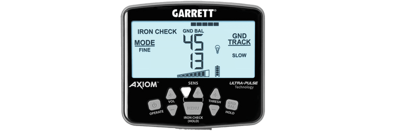 Garrett Axiom Lite backlit control panel