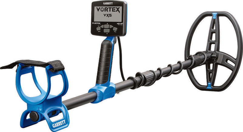 Garrett Vortex VX5 metal detector angled right view