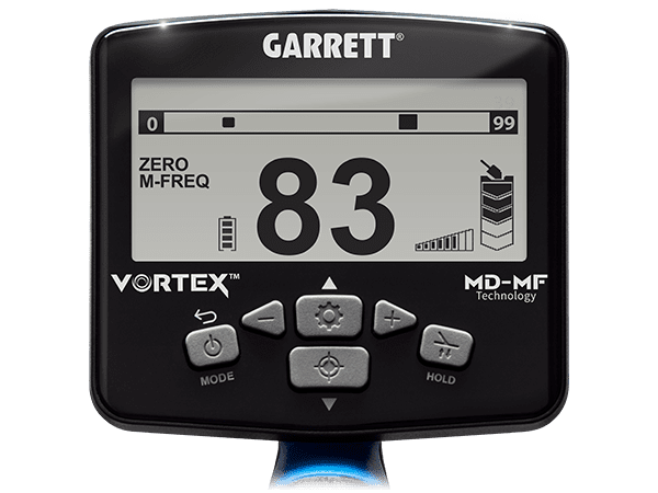 Garrett Vortex VX5 control panel with frequency settings