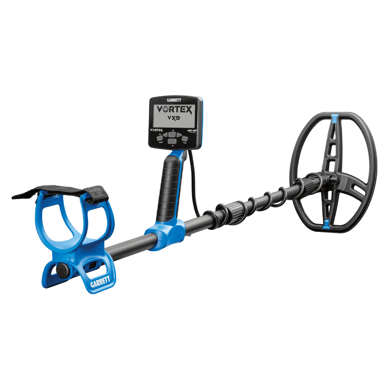 Garrett Vortex VX9 metal detector angled right view